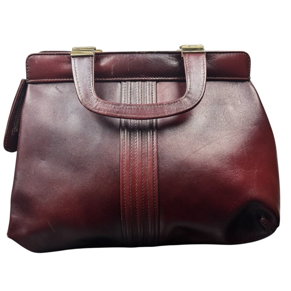 Tano Structured Satchel Purse Burgundy Red Color Structured Handles Classic